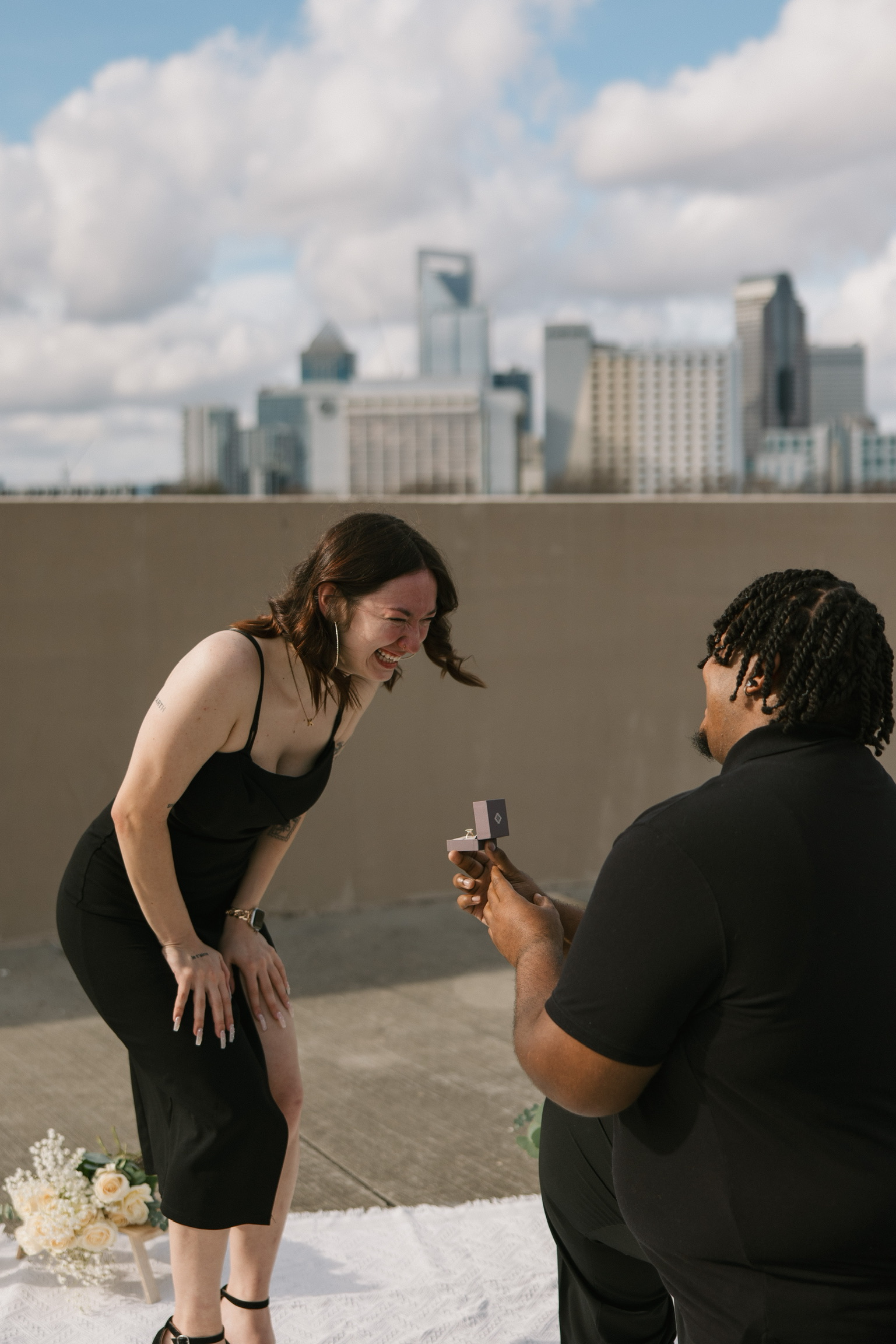 Kecion down on one knee engaging to Tara